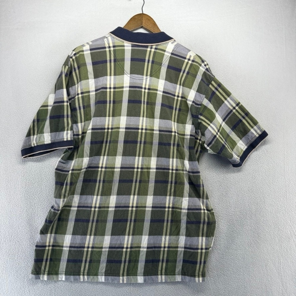 Vintage Knit Golf Polo Shirt mens XL Green Blue Plaid Check Golfer Old Money 90s - Picture 7 of 7